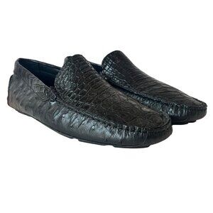Calzoleria Toscana Men Crocodile Dip-Dyed Driver Loafer Black US 9